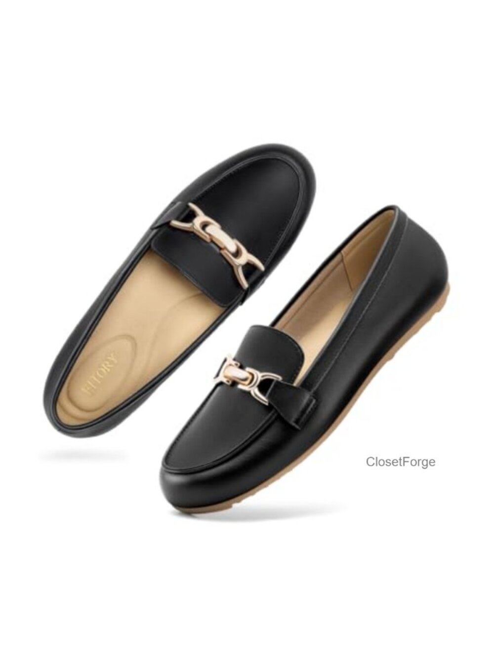Faux Leather Loafers for Women Slip On Comfortable Work Business Casual Shoes